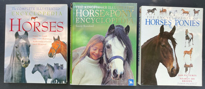 Lot of 3 Different Big Horse Pony Encyclopedia Books Breed Profiles Much More!