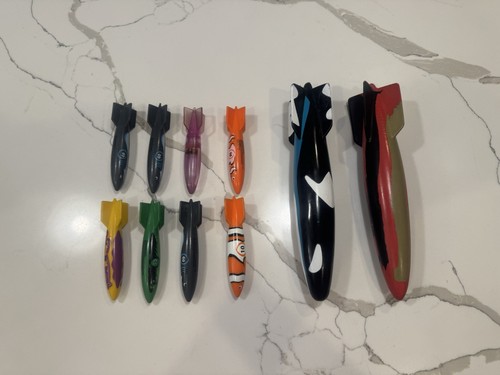 VINTAGE SWIM WAYS TOYPEDO SWIMMING POOL TORPEDO UNDERWATER Toy Lot Of 10