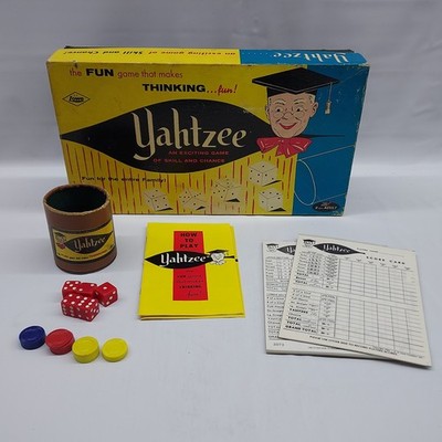 Vintage Yahtzee 1956 Game in Box #950 Yahtzee E.S Lowe Co. Board Game Original