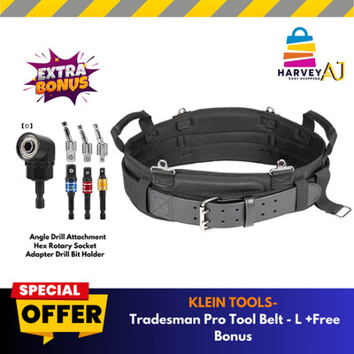 Klein Tools 55919 Tradesman Pro Modular Tool Belt - L Waist 35''-39''+Free Bonus