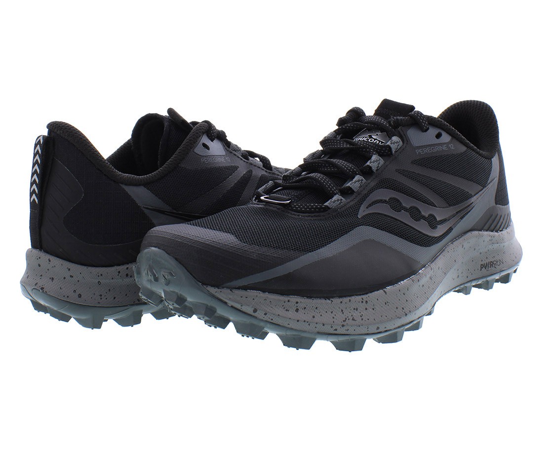 Saucony Peregrine 12 Womens Shoes Size 8, Color: Black/Charcoal thumbnail 2