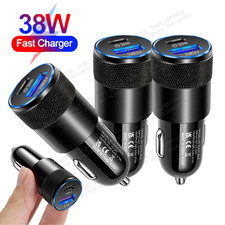 PD USB Type-C 38W Fast Car Charger Adapter QC3.0 Plug Cigarette Lighter Socket