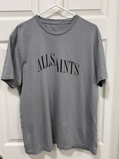 AllSaints Men's Short Sleeve Crew Shirt Size S, Gray And Black