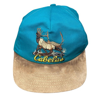 #ad #ad Cabela#x27;s Hat Cap Snap Back One Size Blue Suede Brim Elk Embroidered Mens USA $24.99