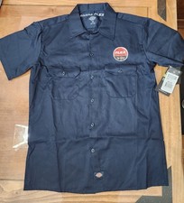 Dickies Men's Medium Flex Slim Fit Short Sleeve Work Shirt- NAVY- NWT Ret 29.99