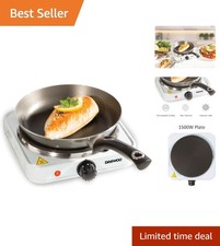 Compact Single Hot Plate - Cast Iron Elegance with Dual Controls & Safety Light