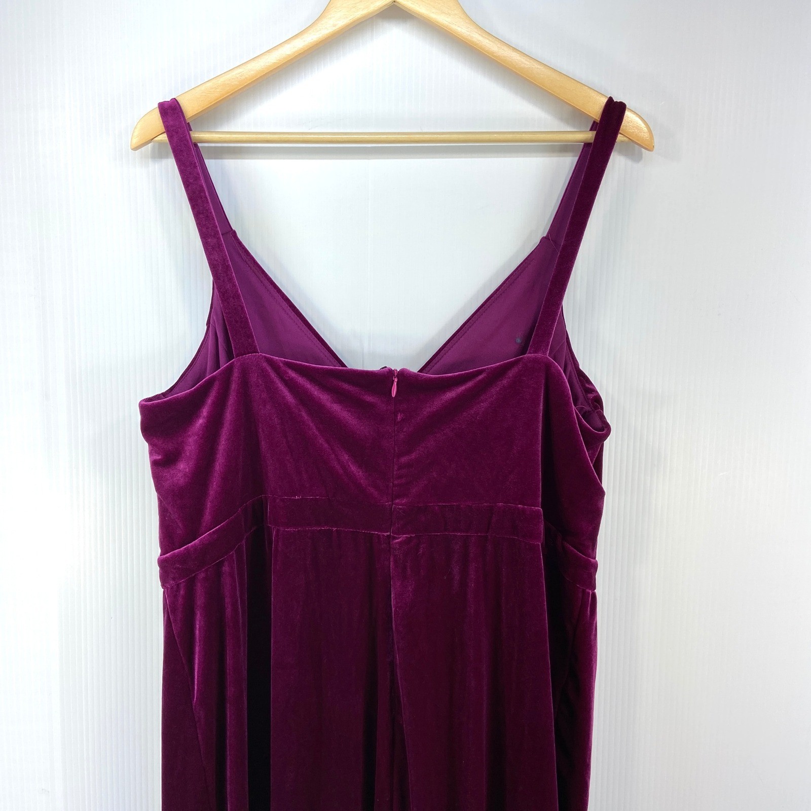 Nightway Magenta Stretch Velvet V Neck Faux Wrap Maxi Dress Womens 14W