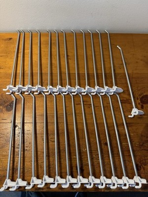 9  Peg Board Product Hooks in Zinc Coating Lot Of 25 ~ Great Condition