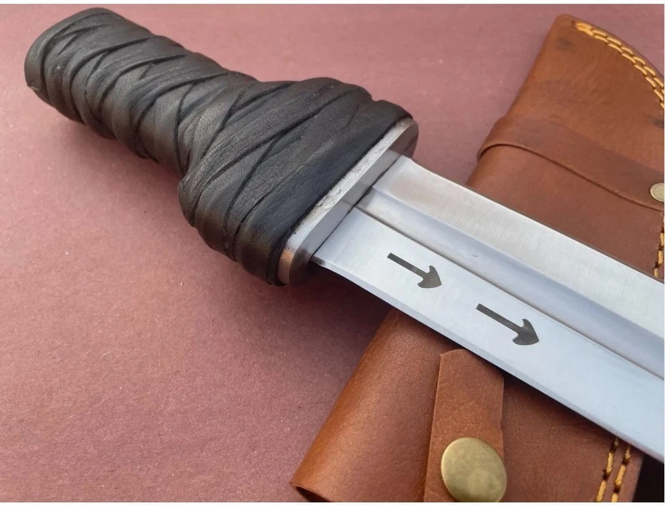 Cuchillo Daga Hecho a Mano Personalizado Acero al Carbono Caza Supervivencia Camping W\S Foto 3 de 4