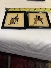 (2)VINTAGE C&A RICHARDS FRAMED SILHOUETTES Minuets&Pierrettes 4”