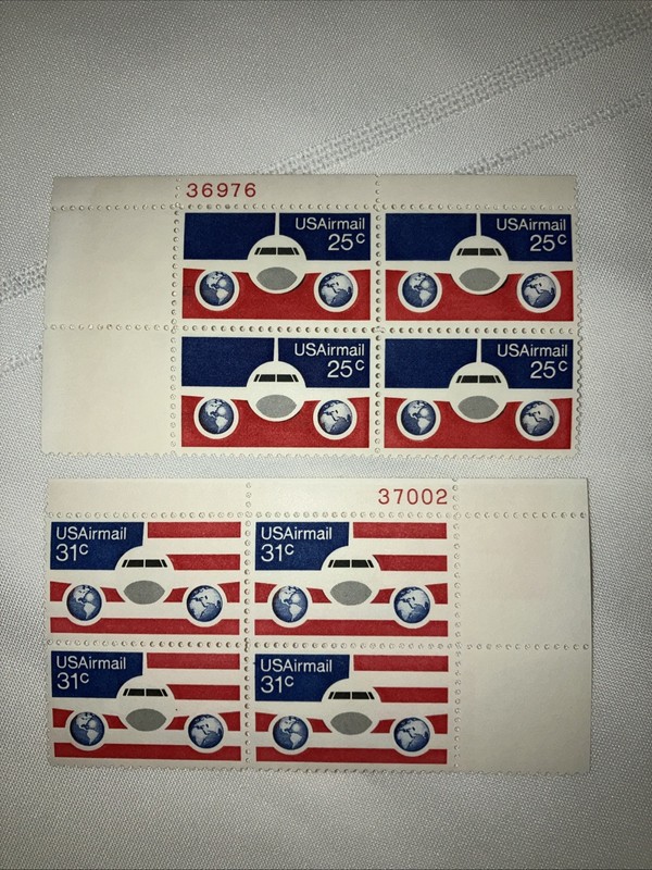US Air Mail Postage Stamp Block Un-Hinged United States Set Of 2 31 Cent Air Mai