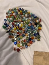 VINTAGE German Peltier Akro Alley Agate Marbles 150 With Bag Most 50  s-70  s