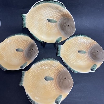 4 x Art Deco Shorter and Sons 9'' Fischteller entworfen von Clarice Cliff um 1930