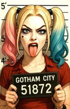 DC COMICS HARLEY QUINN GOTHAM CITY MUGSHOT SEXY ART PRINT 11 X 17, NEW