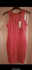 Lipsy Red Lace Bodycon Dress Size 8