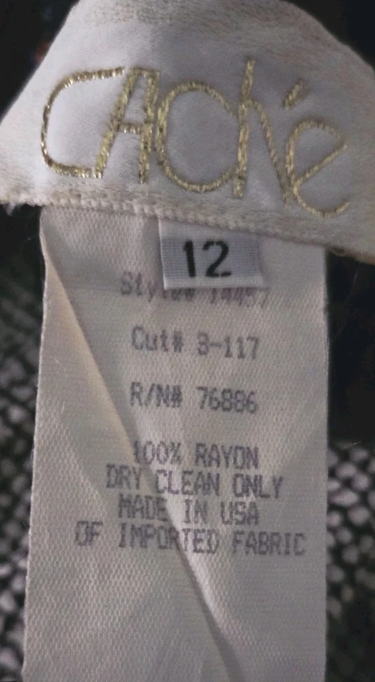 Vintage Cache Shorts Women's 12 Black Tribal Print Back Zip Elastic Waistband - Image 2 of 4