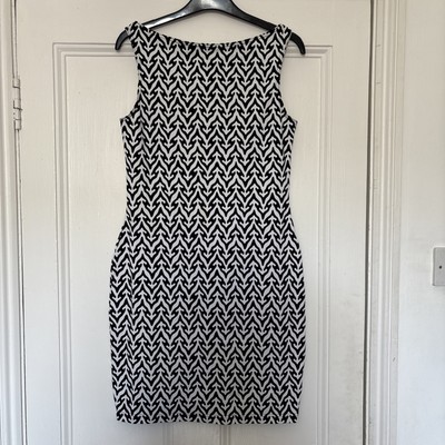 1990s Sandy Lane Barbados Manuel Canovas Jersey Mini Dress US6 UK10 Black White