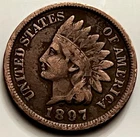 1887 Indian Head Cent Penny VG Details Verdigris Reverse Filler Coin BN1062