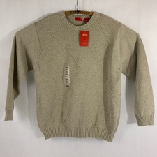 Izod Crewneck Luxury Sport Sweater Beige Large L New w/Tags
