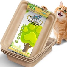 Disposable Litter Boxes for Cats Large: 4-Pack Leak-Proof Sustainable for Ind...
