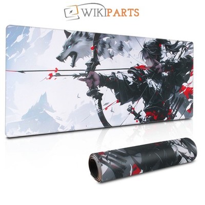 Erweitertes Wolf Archer Mauspad Gaming Schreibtisch Matte glatt & genäht 800 x 300 x 3 mm
