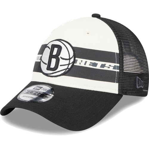 Gorra para hombre New Era Brooklyn Nets rayas negras 9FORTY Trucker Snapback