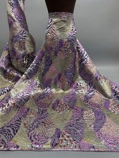 Lavender Pink Gold Jacquard Metallic Brocade Fabric 58  Width By The Yard