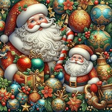 Christmas Santa Claus Ball Diamond Art Painting Poinsettia