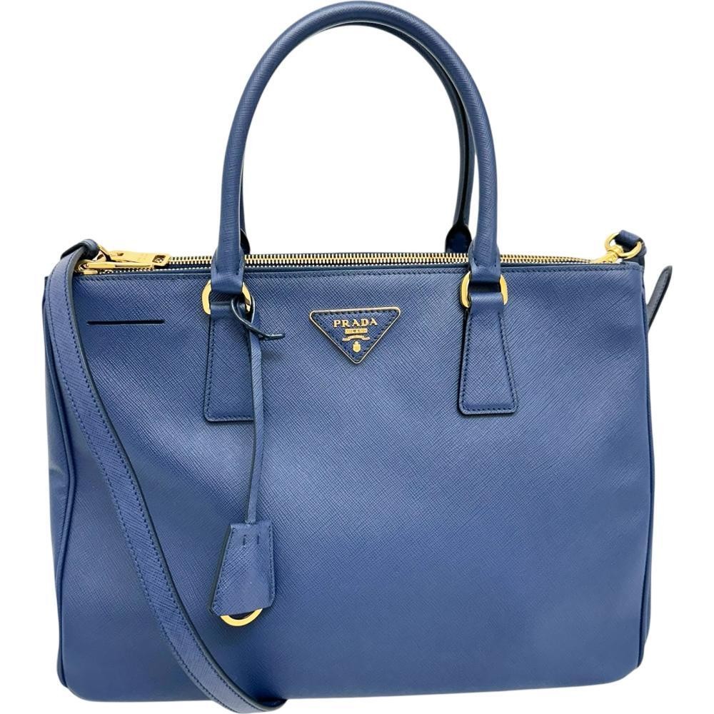Prada Galleria Saffiano Leather Blue Two-Way Shoulder Handbag 1BA274