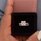 Solid 14K White Gold FN Bridal Set Engagement Ring 2.5 Ct Princess Moissanite — photo 6