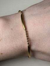 Solid 18K Yellow Gold Bead Bar Bracelet, 6