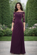 NWT Mary’s Bridal MB8025 MOB Gown A-Linev Lace Bodice Chiffon Bordeaux sz 18