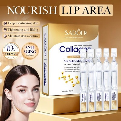 10pcs SADOER Collagen Anti Wrinkle Face Serum Moisturizing Anti-Aging Whitening