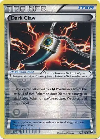 Dark Claw - 92/108 - Pokemon Dark Explorers Black & White Reverse Holo Card NM