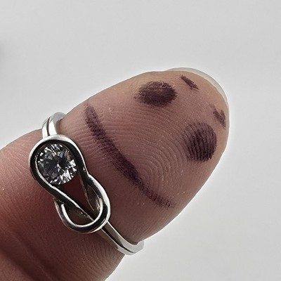 Infinity Knoten Ring 925 Sterling Silber CZ Solitär Gr. 6,5 Minimalistischer Schmuck 
