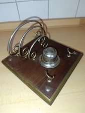 Jugendstil Schreibtischgarnitur Tintenfass Briefablage Antik Alt Holz 20X20 CM 