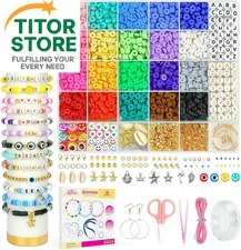 Clay Beads Bracelet Making Kit for Beginner, 5000 Pcs Preppy Polymer Clay Beads
