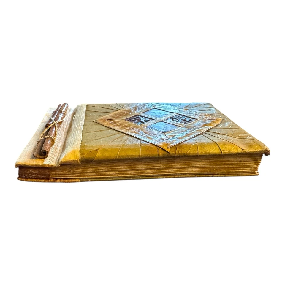 "Álbum de fotos hecho a mano de hoja de palma de bambú álbum de recortes fotos tropicales rústicas 5x7""" Foto 4 de 4