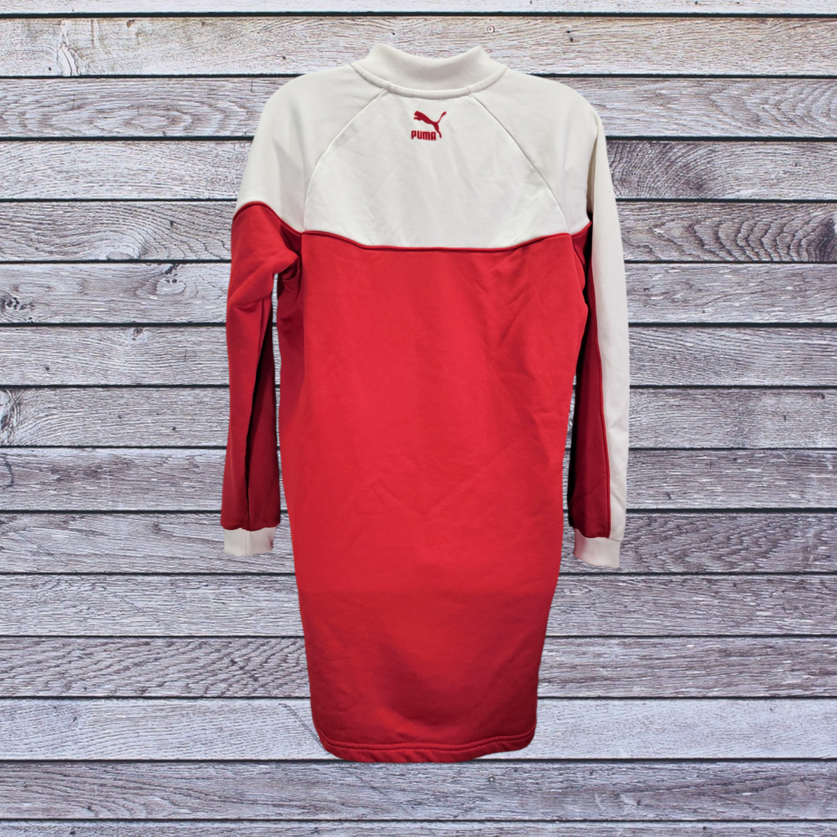 puma red dress Puma Red/White Mini Dress 573519 Pockets Long Sleeve Zipper Front