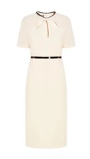 NWT GUCCI Wool Silk Sheath Dress With Cut-out Detail In White SIZE 44