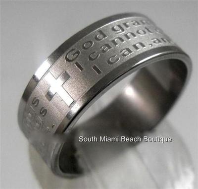 Serenity Prayer Ring Band Silver Stainless Steel AA NA Al-Anon Recovery USSeller