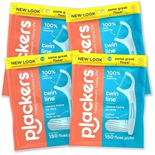 Plackers Twin-Line Dental Flossers, Advanced Whitening, Dual Action Flossing 600