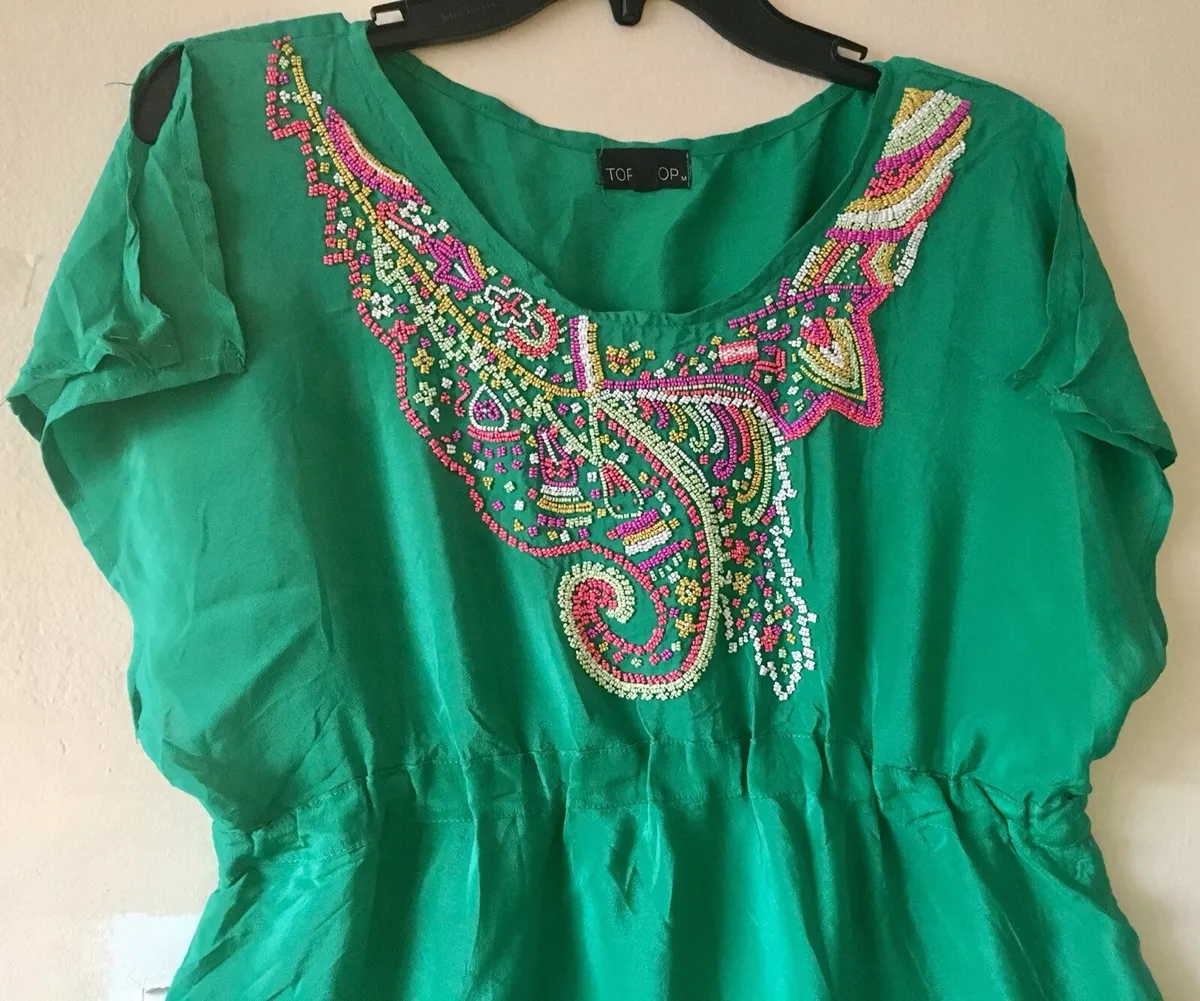 Green silk cheap dress topshop