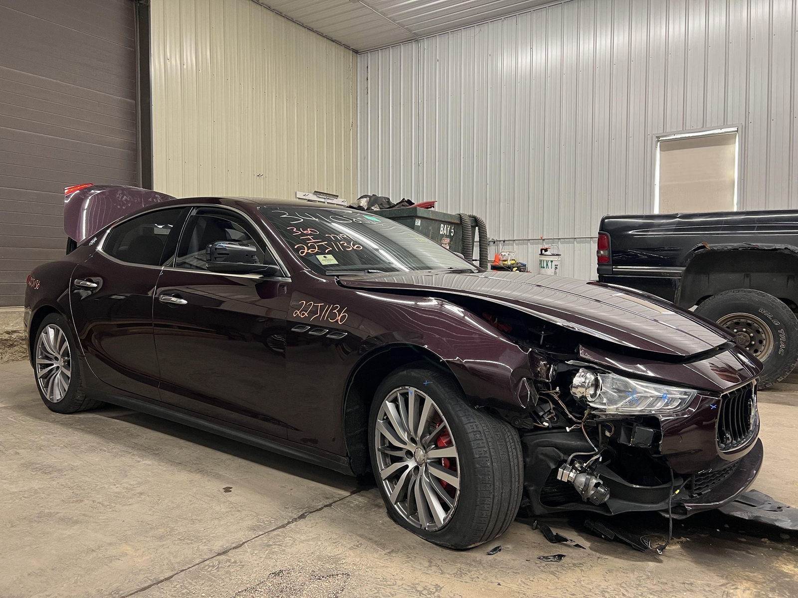 16 MASERATI GHIBLI PASSENGER RIGHT REAR SIDE DOOR SHELL BORDEAUX PAINT 120B