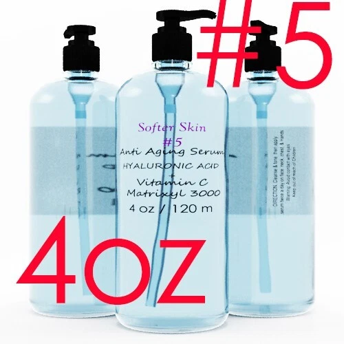 #5 4 OZ 100% PURE HYALURONIC ACID SERUM Anti-Aging Vitamin C & Matrixyl 3000
