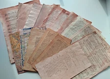 16 Avocado Dyed Pink Pages & Papers Variety of Sizes & Text -Junk Journal Supply