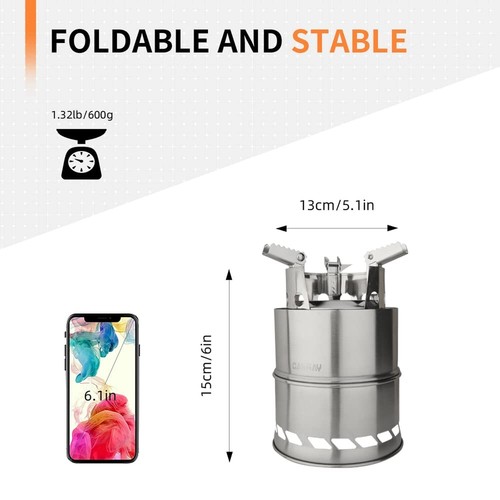 CANWAY Camping Stove, Wood Stove/Backpacking Survival Stove, Windproof Anti-S... - Picture 4 of 8