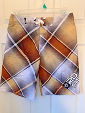 BS1---rusty BOYS BOARD SHORTS.  RUST/BROWN/TAN/YELLOW/BLACK.  16.  NEW