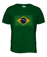 BRAZIL DISTRESSED FLAG MENS T-SHIRT TOP BRASIL FOOTBALL BRAZILIAN GIFT SHIRT