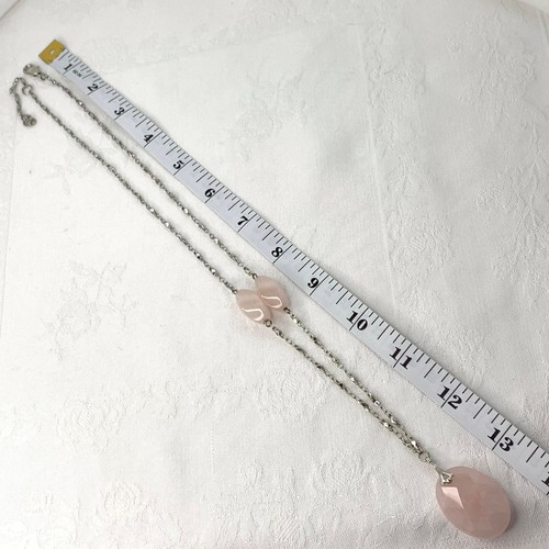 Pendant Necklace Faceted Pink Rose Quartz Pendant Pink Rose Quartz Accent Stones - Picture 5 of 7